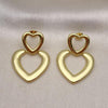 Arete Colgante 02.341.0167 Oro Laminado, Diseño de Corazon, Pulido, Dorado