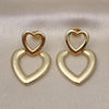Arete Dormilona 02.418.0003 Oro Laminado, Diseño de Corazon, Pulido, Dorado