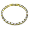 Pulsera Tennis 03.213.0325.07 Oro Laminado, Diseño de Baguette, con Zirconia Cubica Blanca, Pulido, Dorado
