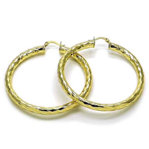 Argolla Grande 02.213.0811.60 Oro Laminado, Diseño de Hueco, Diamantado, Dorado