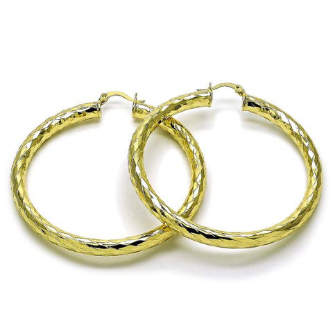 Argolla Grande 02.213.0811.60 Oro Laminado, Diseño de Hueco, Diamantado, Dorado