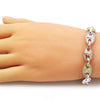 Pulsera Elegante 03.411.0078.08 Oro Laminado, Diseño de Puff Mariner y Guadalupe, Diseño de Puff Mariner, Pulido, Tricolor