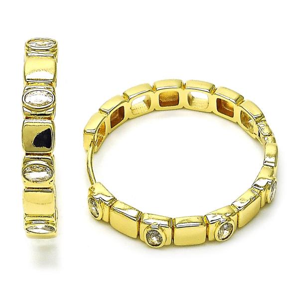 Argolla Huggie 02.204.0023.35 Oro Laminado, con Zirconia Cubica Blanca, Pulido, Dorado