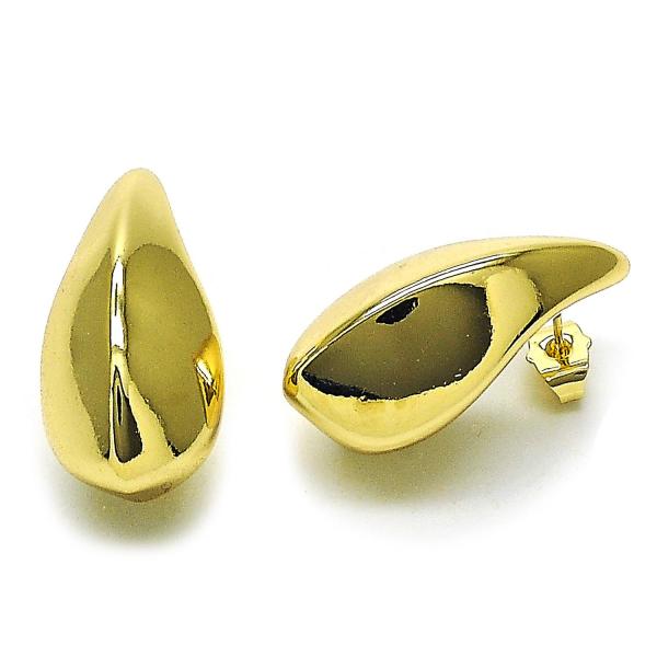 Arete Dormilona 02.428.0038 Oro Laminado, Diseño de Gota y Hueco, Diseño de Gota, Pulido, Dorado