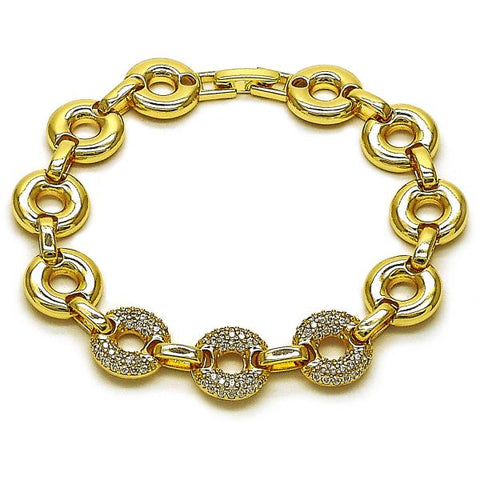 Pulsera Elegante 03.283.0504.07 Oro Laminado, con Zirconia Cubica Blanca, Pulido, Dorado