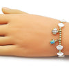 Pulsera Elegante 03.341.0258.07 Oro Laminado, Diseño de Concha y Tortuga, Diseño de Concha, con Perla Marfil y Zirconia CubicaBlanca, Pulido, Dorado
