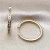Argolla Huggie 02.195.0297.5.30 Oro Laminado, con Zirconia Cubica Rosado, Pulido, Dorado