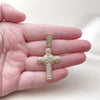 Dije Religioso 05.253.0198 Oro Laminado, Diseño de Cruz, con Zirconia Cubica Blanca, Pulido, Dorado