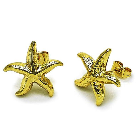 Arete Dormilona 02.282.0048 Oro Laminado, Diseño de Estrella y Hueco, Diseño de Estrella, Diamantado, Dorado