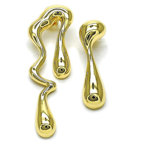 Arete Dormilona 02.428.0005 Oro Laminado, Diseño de Gota, Pulido, Dorado