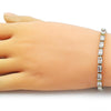 Pulsera Tennis 03.213.0325.07 Oro Laminado, Diseño de Baguette, con Zirconia Cubica Blanca, Pulido, Dorado