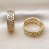 Argolla Huggie 02.283.0287.20 Oro Laminado, con Micro Pave Blanca, Pulido, Dorado