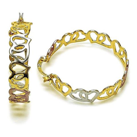 Argolla Mediana 02.170.0550.35 Oro Laminado, Diseño de Corazon, Pulido, Tricolor