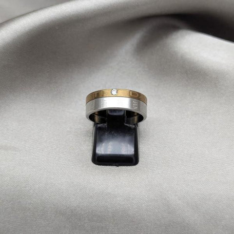 Anillo de Hombre 01.63.0652.10 Acero Inoxidable, Diseño de Duplo, con Cristal Blanca, Pulido, Dorado