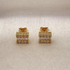 Arete Dormilona 02.342.0345 Oro Laminado, Diseño de Baguette, con Zirconia Cubica Blanca y Micro PaveBlanca, Pulido, Dorado