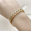 Pulsera Elegante 03.283.0492.07 Oro Laminado, Diseño de Miami Cubana, con Zirconia Cubica Blanca, Pulido, Dorado