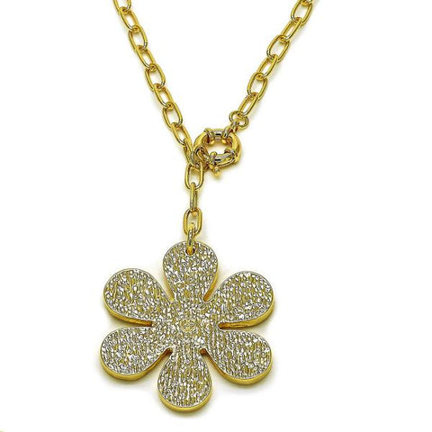 Collares con Dije 04.63.1434.20 Oro Laminado, Diseño de Flor y Rolo, Diseño de Flor, Pulido, Dorado