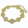 Pulsera Elegante 03.253.0050.1.07 Oro Laminado, Diseño de Guadalupe, con Zirconia Cubica Blanca, Pulido, Dorado