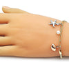 Pulsera de Dije 03.213.0371.07 Oro Laminado, Diseño de Concha y Estrella, Diseño de Concha, con Perla Marfil, Pulido, Tricolor