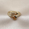 Anillo Multi Piedra 01.266.0059 Oro Laminado, Diseño de Flor, con Micro Pave Blanca, Pulido, Dorado