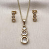 Juego de Arete y Dije de Adulto 10.342.0240 Oro Laminado, con Zirconia Cubica Blanca, Pulido, Dorado