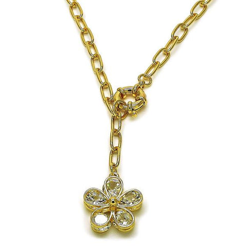 Gargantilla Elegante 04.63.1439.20 Oro Laminado, Diseño de Flor, con Zirconia Cubica Blanca, Pulido, Dorado