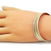 Aro Individual 07.170.0052.1 Oro Laminado, Diseño de Llave Griega, Diamantado, Tricolor