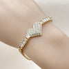 Pulsera Elegante 03.283.0478.07 Oro Laminado, Diseño de Corazon y Baguette, Diseño de Corazon, con Zirconia Cubica Blanca, Pulido, Dorado