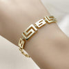 Pulsera Elegante 03.213.0389.07 Oro Laminado, Diseño de Llave Griega, Pulido, Dorado