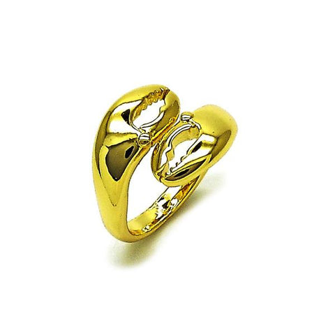 Anillo Elegante 01.341.0169 Oro Laminado, Diseño de Concha, Pulido, Dorado