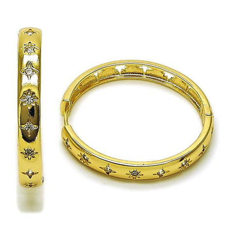Argolla Huggie 02.204.0056.35 Oro Laminado, Diseño de Estrella, con Zirconia Cubica Blanca, Pulido, Dorado