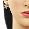 Arete Dormilona 02.282.0069 Oro Laminado, Diseño de Estrella, Mate, Dorado