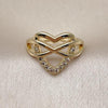 Anillo Elegante 01.310.0041 Oro Laminado, Diseño de Corazon y Infinito, Diseño de Corazon, con Zirconia Cubica Blanca, Pulido, Dorado