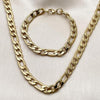Collar y Pulso 06.257.0004 Acero Inoxidable, Diseño de Cubana, Pulido, Dorado