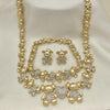 Collar, Pulso y Arete 06.372.0037 Oro Laminado, Diseño de Osito y Corazon, Diseño de Osito, con Cristal Blanca, Pulido, Dorado