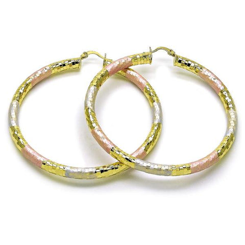 Argolla Grande 02.213.0309.1.70 Oro Laminado, Diseño de Hueco, Diamantado, Tricolor