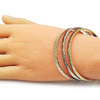 Aro Trio 07.170.0059 Oro Laminado, Diseño de Llave Griega, Diamantado, Tricolor