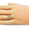 Anillo Multi Piedra 01.310.0039 Oro Laminado, Diseño de Estrella, con Micro Pave Blanca, Pulido, Dorado