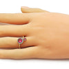 Anillo Multi Piedra 01.196.0039 Oro Laminado, Diseño de Cluster, con Zirconia Cubica Rubi y Micro PaveBlanca, Pulido, Dorado