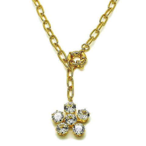 Gargantilla Elegante 04.63.1444.20 Oro Laminado, Diseño de Flor y Rolo, Diseño de Flor, con Zirconia Cubica Blanca, Pulido, Dorado