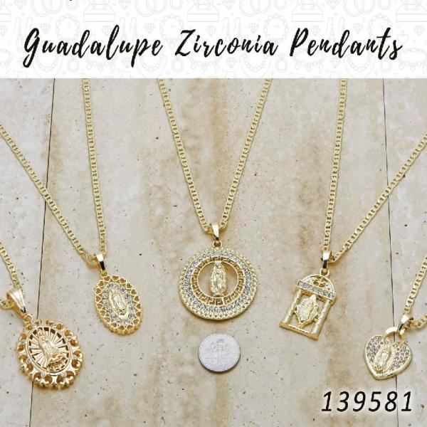Kit Surtido de Dijes de Guadalupe con Zirconia de Oro Laminado al por mayor — SKU 139581