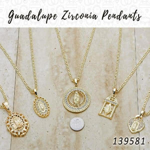 Kit Surtido de Dijes de Guadalupe con Zirconia de Oro Laminado al por mayor — SKU 139581