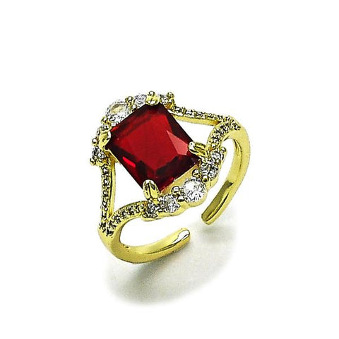 Anillo Multi Piedra 01.196.0038.1 Oro Laminado, Diseño de Cluster, con Zirconia Cubica Granate y Blanca, Pulido, Dorado