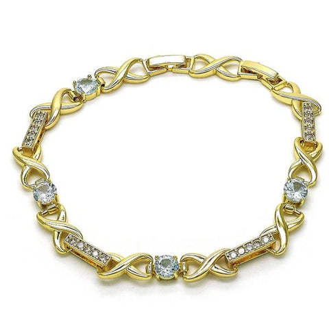 Pulsera Elegante 03.196.0010.08 Oro Laminado, Diseño de Infinito, con Zirconia Cubica Blanca, Pulido, Dorado