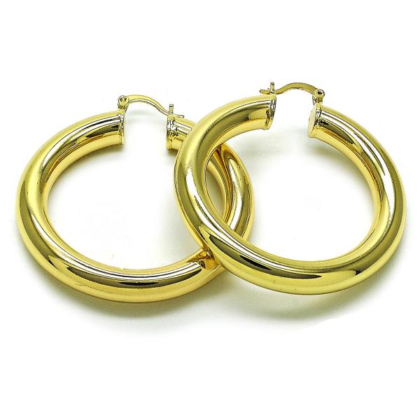 Argolla Grande 02.163.0315.50 Oro Laminado, Diseño de Hueco, Pulido, Dorado