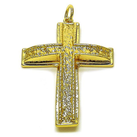 Dije Religioso 05.63.1233 Oro Laminado, Diseño de Cruz, Pulido, Dorado