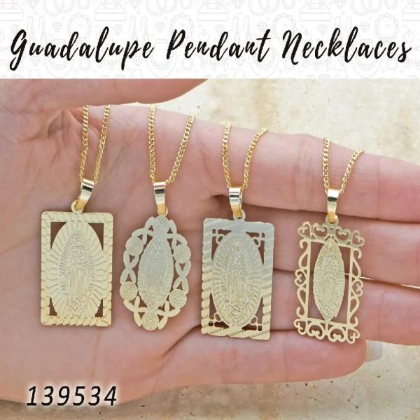 Kit Surtido de 25 Collares con Dije de Guadalupe de Oro Laminado al por mayor — SKU 139534