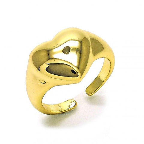 Anillo Elegante 01.60.0020 Oro Laminado, Diseño de Corazon, Pulido, Dorado