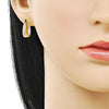 Argolla Huggie 02.283.0271.15 Oro Laminado, Diseño de Baguette, con Zirconia Cubica Blanca, Pulido, Dorado