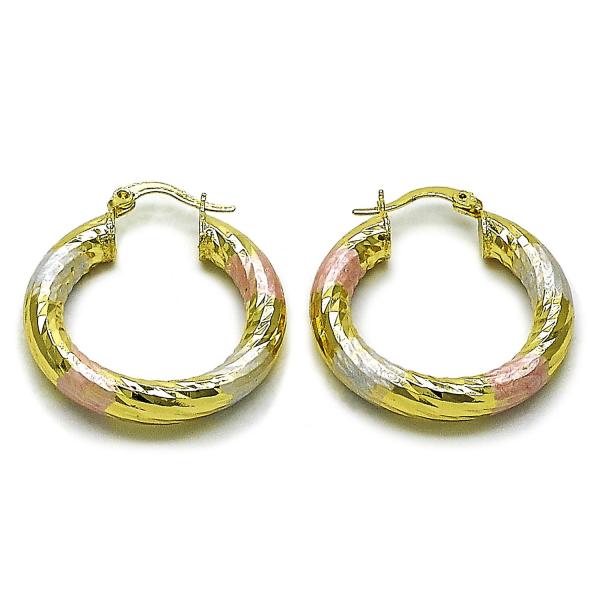 Argolla Mediana 02.213.0311.1.30 Oro Laminado, Diseño de Hueco, Diamantado, Tricolor